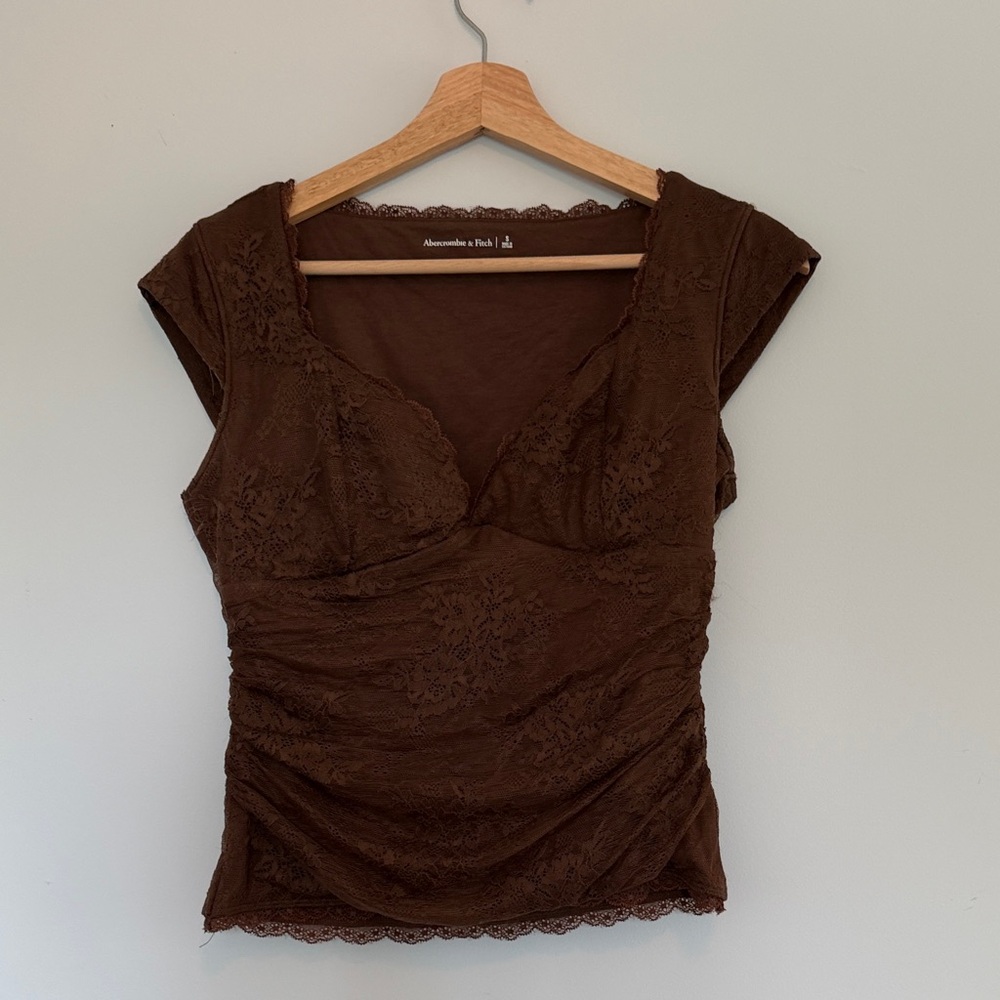 Abercrombie & Fitch Chocolate Brown Lace Trim Tank